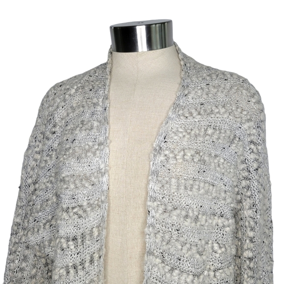 Cato Women's Size S Nubby Mixed Texture Gray Metallic Open Cardigan Sweater - Picture 2 of 9